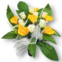 BUKIET WKŁAD DO WAZONU KWIATY NA CMENTARZ GRÓB POMNIK BIAŁY POMARAŃCZOWY