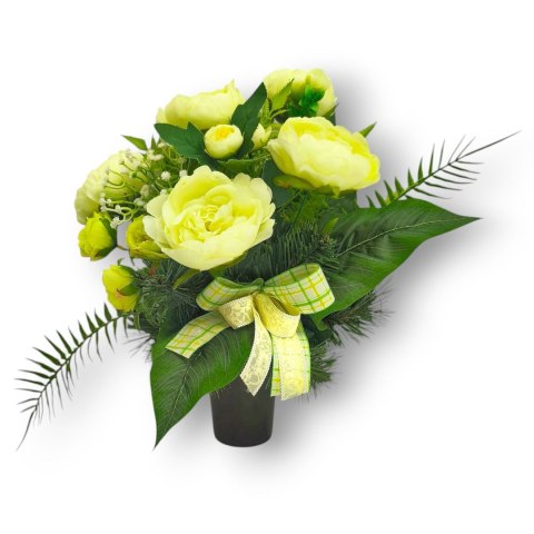 BUKIET WKŁAD DO WAZONU KWIATY NA CMENTARZ GRÓB POMNIK RÓŻE PIWONIE