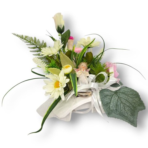 MAŁY STROIK Z ANIOŁKIEM NA CMENTARZ KWIATY NA GRÓB POMNIK GROBEK DZIECKA