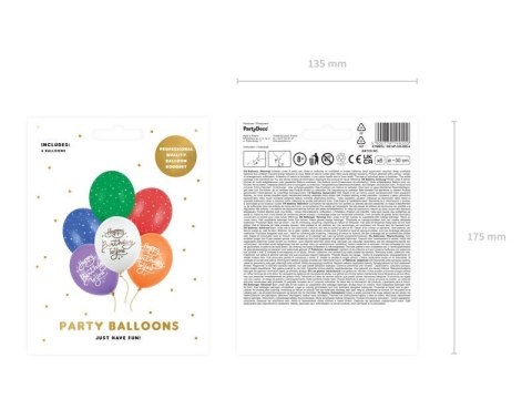 Balony lateksowe Happy birthday to you 30cm, 6 sztuk