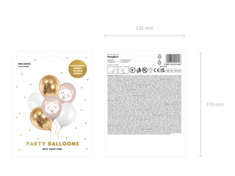 Balony lateksowe Miś polarny 30cm, 6 sztuk