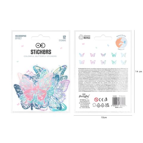 Naklejki Motyle Holograficzne - Zestaw Mix 12 sztuk
