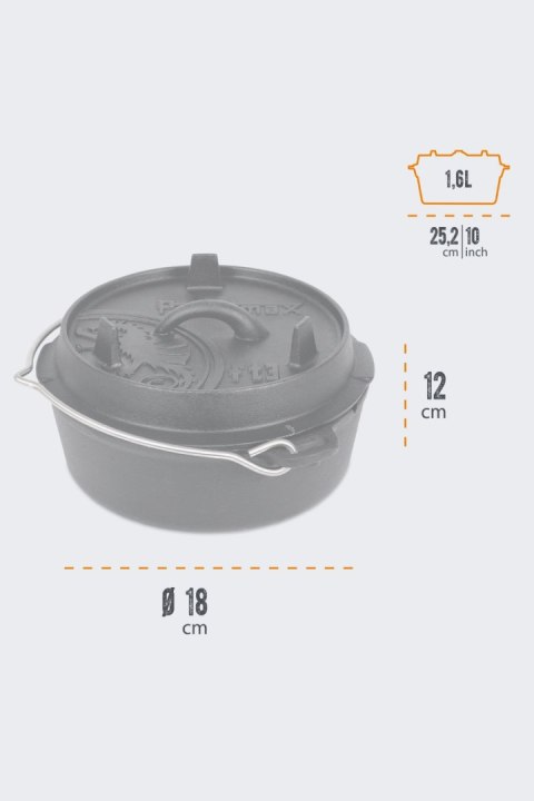 Kociołek Żeliwny z Płaskim Dnem Petromax 1,6 L 13