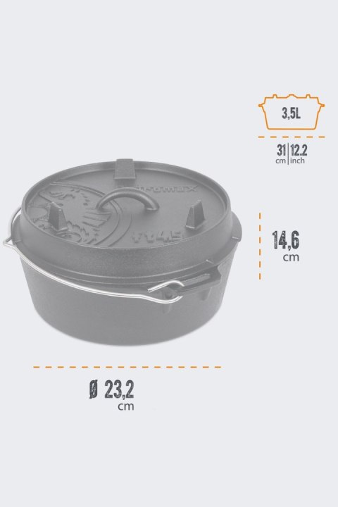 Kociołek Żeliwny z Płaskim Dnem Petromax 3,5 L 25
