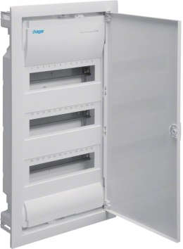 Rozdzielnica podtynkowa z drzwiami metal., 4 rzędy, 48 mod, IP30, QC, HAGER Volta VU48AT