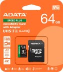 Adata Karta pamięci microSD Speed Plus 64GB UHS1 U3 V30 A2 160/140 MB/s