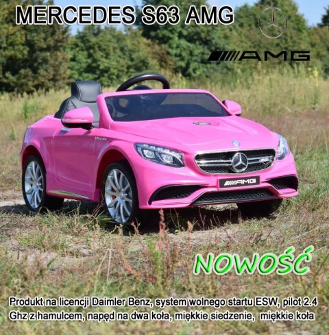 MERCEDES S63 AMG LICENCJA, MIĘKKIE KOŁA EVA FULL OPCJA, WOLNY START, MIĘKKIE SIEDZENIE/HL169