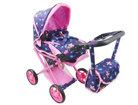 Wózek dla lalek głęboki 4 funkcyjny z torbą i pościelą 9346