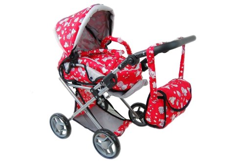 Wózek głęboki dla lalek 4 funkcyjny z torbą i pościelą 9346