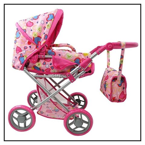 Wózek głęboki dla lalek 4 funkcyjny z torbą i pościelą 9346