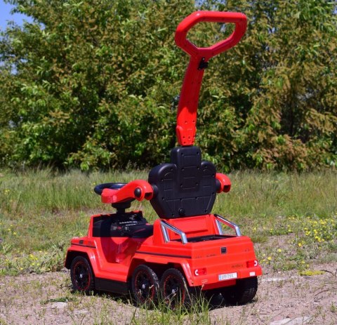 JEŹDZIK NA AKUMULATOR, PCHACZ, ODPYCHACZ MERCEDES G 63 AMG 6X6, MIĘKKIE KOŁA DASZEK , STEROWANIE RĄCZKĄ/1838 LONG