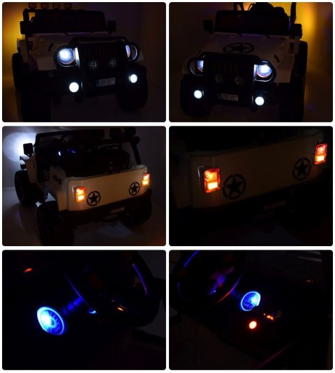 MEGA JEEP 4X4 Z REDUKTOREM NAPĘDU EXCLUSIVE, WOLNY START,MIĘKKIE KOŁA, 2x12V 10 Ah/WXE1688