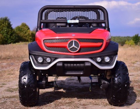 MERCEDES BENZ UNIMOG 4X4,12V14AH, AMORTYZATORY, MIĘKKIE KOŁA, MP4, SUPER OPCJA/UNIMOG