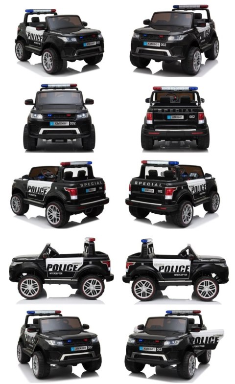 JEEP POLICJA 4X4, 2x12V Z AMORTYZATORAMI, PILOT, REDUKTOR/ XMX-601