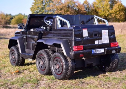 MEGA POJAZD- ORYGINALNY MERCEDES G63, NAPĘD 6X6, MIĘKKIE KOŁA, MIĘKKIE SIEDZENIE, SIEDZENIE DLA RODZICA, 12V 14AH/SX-1888