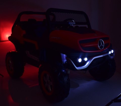 MERCEDES BENZ UNIMOG 4X4,12V14AH, AMORTYZATORY, MIĘKKIE KOŁA,MIĘKKIE SIEDZENIE SUPER OPCJA/UNIMOG