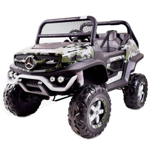 MERCEDES BENZ UNIMOG 4X4,12V14AH, AMORTYZATORY, MIĘKKIE KOŁA,MIĘKKIE SIEDZENIE SUPER OPCJA/UNIMOG