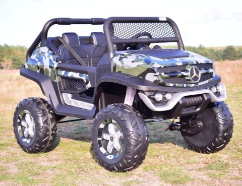 MERCEDES BENZ UNIMOG 4X4,12V14AH, AMORTYZATORY, MIĘKKIE KOŁA,MIĘKKIE SIEDZENIE SUPER OPCJA/UNIMOG