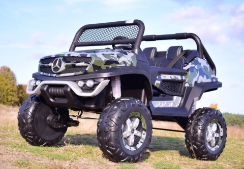 MERCEDES BENZ UNIMOG 4X4,12V14AH, AMORTYZATORY, MIĘKKIE KOŁA,MIĘKKIE SIEDZENIE SUPER OPCJA/UNIMOG