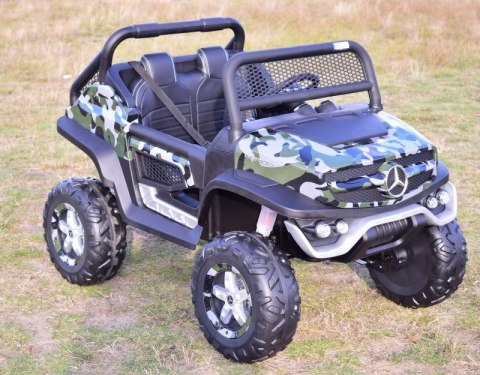 MERCEDES BENZ UNIMOG 4X4,12V14AH, AMORTYZATORY, MIĘKKIE KOŁA,MIĘKKIE SIEDZENIE SUPER OPCJA/UNIMOG