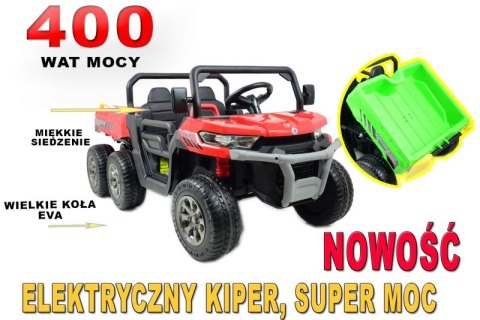 BUGGY 6 KOŁOWY DLA 2 DZIECI, ELEKTRYCZNA WYWROTKA, MIĘKKIE KOŁA, MIĘKKIE SIEDZENIE, 400 WAT/XMX623B