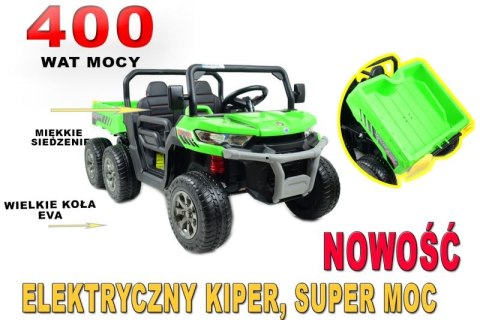 BUGGY 6 KOŁOWY DLA 2 DZIECI, ELEKTRYCZNA WYWROTKA, MIĘKKIE KOŁA, MIĘKKIE SIEDZENIE, 400 WAT/XMX623B