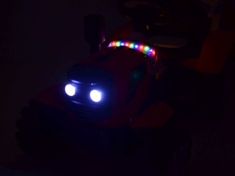 TRAKTOR NA AKUMULATOR ZIELONY Z PRZYCZEPĄ + MOŻDZIERZ, MIĘKKIE SIEDZENIE,PILOT/HSD6606