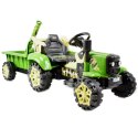 TRAKTOR NA AKUMULATOR ZIELONY Z PRZYCZEPĄ + MOŻDZIERZ, MIĘKKIE SIEDZENIE,PILOT/HSD6606