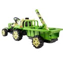 TRAKTOR NA AKUMULATOR ZIELONY Z PRZYCZEPĄ + MOŻDZIERZ, MIĘKKIE SIEDZENIE,PILOT/HSD6606