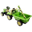 TRAKTOR NA AKUMULATOR ZIELONY Z PRZYCZEPĄ + MOŻDZIERZ, MIĘKKIE SIEDZENIE,PILOT/HSD6606
