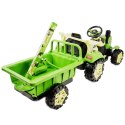 TRAKTOR NA AKUMULATOR ZIELONY Z PRZYCZEPĄ + MOŻDZIERZ, MIĘKKIE SIEDZENIE,PILOT/HSD6606