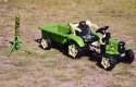 TRAKTOR NA AKUMULATOR ZIELONY Z PRZYCZEPĄ + MOŻDZIERZ, MIĘKKIE SIEDZENIE,PILOT/HSD6606