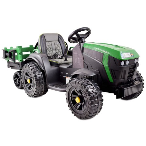 WIELKI TRAKTOR NA AKUMULATOR Z PRZYCZEPĄ, MIĘKKIE KOŁA, MIĘKKIE SIEDZENIE/BDM0925