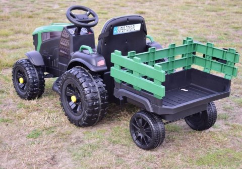 WIELKI TRAKTOR NA AKUMULATOR Z PRZYCZEPĄ, MIĘKKIE KOŁA, MIĘKKIE SIEDZENIE/BDM0925