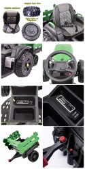 WIELKI TRAKTOR NA AKUMULATOR Z PRZYCZEPĄ, MIĘKKIE KOŁA, MIĘKKIE SIEDZENIE/BDM0925