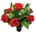 CZERWONE RÓŻE NA CMENTARZ STROIK WKŁAD BUKIET DO WAZONU KWIATY
