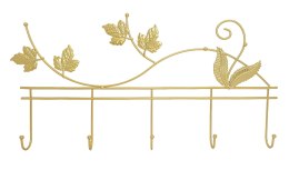 ZŁOTY WIESZAK DEKORACYJNY OZDOBNY METALOWY MOTYW LIŚCI