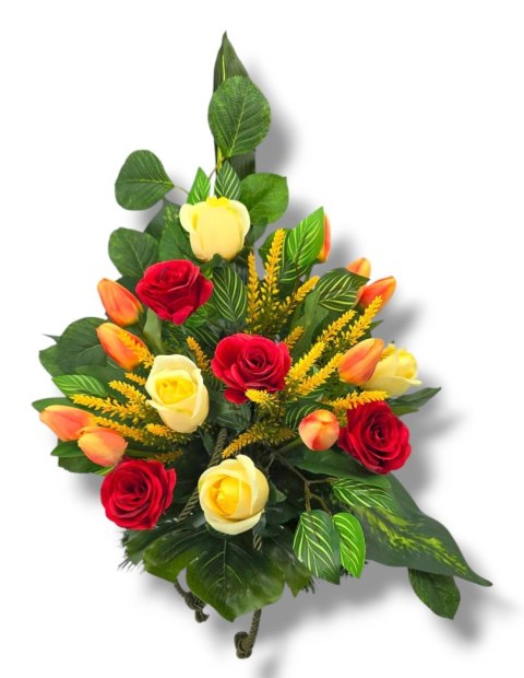 BUKIET WKŁAD DO WAZONU KWIATY NA CMENTARZ GRÓB POMNIK RÓŻE TULIPANY