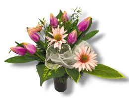 BUKIET WKŁAD DO WAZONU KWIATY NA CMENTARZ GRÓB POMNIK TULIPANY