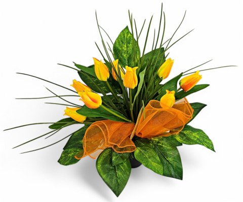 BUKIET WKŁAD DO WAZONU KWIATY TULIPANY NA CMENTARZ GRÓB POMNIK WZÓR WIOSENNY