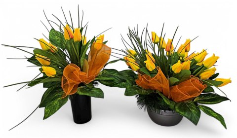 BUKIET WKŁAD DO WAZONU KWIATY TULIPANY NA CMENTARZ GRÓB POMNIK WZÓR WIOSENNY