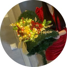 DZWON ŚWIĄTECZNY XXL RĘKODZIEŁO + LED + OZDOBY