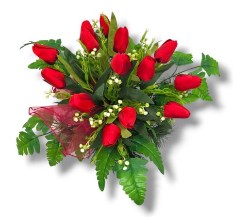 STROIK KOMPOZYCJA KWIATOWA MISA Z OBCIĄŻENIEM NA CMENTARZ GRÓB TULIPANY