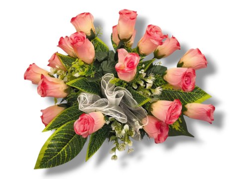 STROIK NA CMENTARZ KWIATY NA GRÓB POMNIK MISA Z OBCIĄŻENIEM RÓŻE