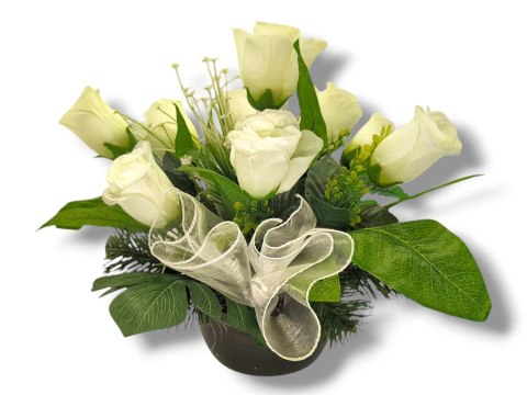 STROIK NA CMENTARZ KWIATY NA GRÓB POMNIK MISA Z OBCIĄŻENIEM RÓŻE