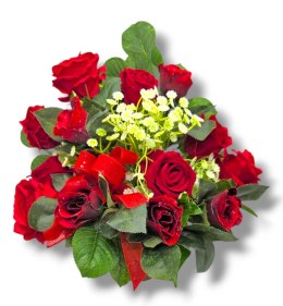 SZTUCZNE RÓŻE W DONICZCE DEKORACJA DO WNĘTRZA DO SALONU POKOJU NA STÓŁ