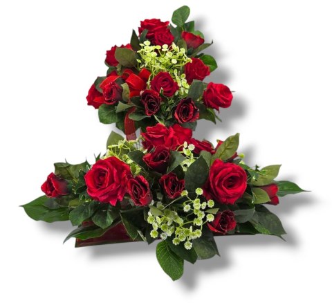 SZTUCZNE RÓŻE W DONICZCE DEKORACJA DO WNĘTRZA DO SALONU POKOJU NA STÓŁ