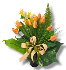 WIOSENNY BUKIET WKŁAD DO WAZONU FLAKONU NA GRÓB CMENTARZ STROIK TULIPANY