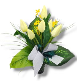 WIOSENNY BUKIET WKŁAD DO WAZONU TULIPANY KWIATY NA CMENTARZ GRÓB POMNIK