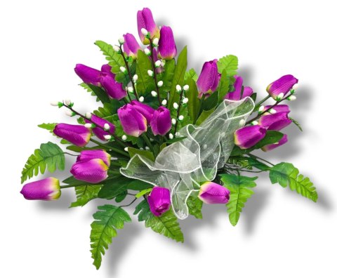 WIOSENNY STROIK NA CMENTARZ KWIATY NA GRÓB POMNIK MISA Z OBCIĄŻENIEM TULIPANY